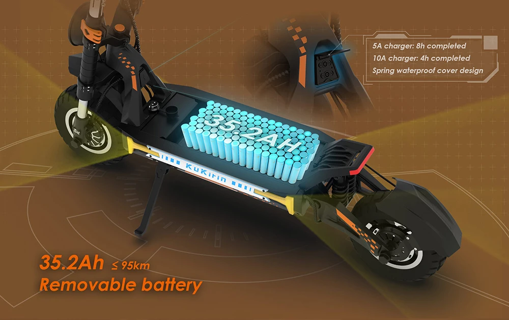Trotineta electrica de teren KuKirin G4 Max – 2 motoare de 1600W, baterie 60V 35,2Ah, viteza maxima 86 km/h, autonomie 95 km, anvelope 12 inch, frane hidraulice, IP54 – Negru [15]