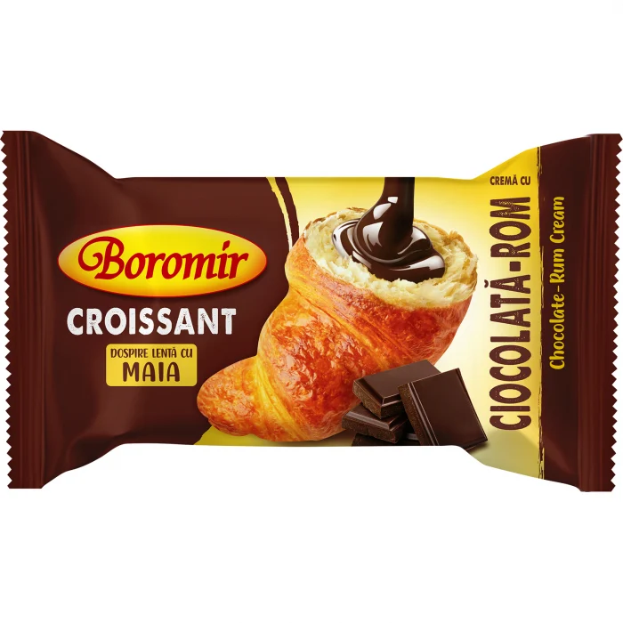 Croissant , Napolitane - Croissant cremă ciocolată rom 60g.webp