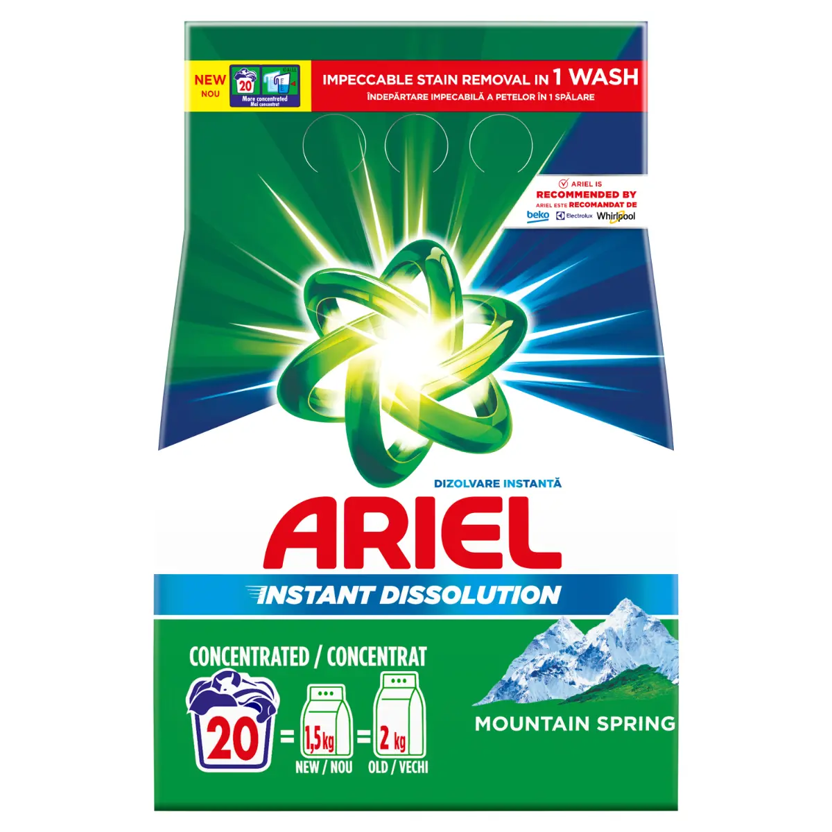 Detergenti - Ariel Mountain Spring, 1,5 kg, 20 spalari.webp