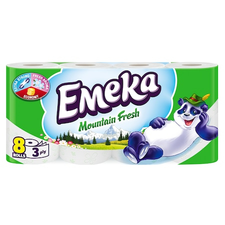 Prosoape hartie / Hartie Igienica - Hartie igienica Emeka, 3 straturi, 8 role, Mountain Fresh