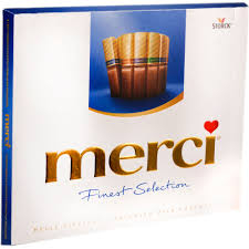 Ciocolata ,Bomboane - Bomboane de ciocolata asortate Merci albastru, 250 gr.