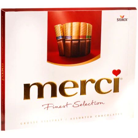 Ciocolata ,Bomboane - Bomboane de ciocolata asortate Merci rosu, 250 gr