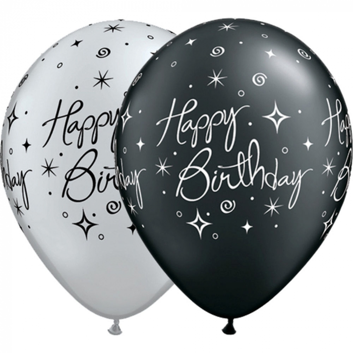 Baloane latex 11" inscriptionate Birthday Elegant Sparkles & Swirls Asortate,  DB25235 [2]