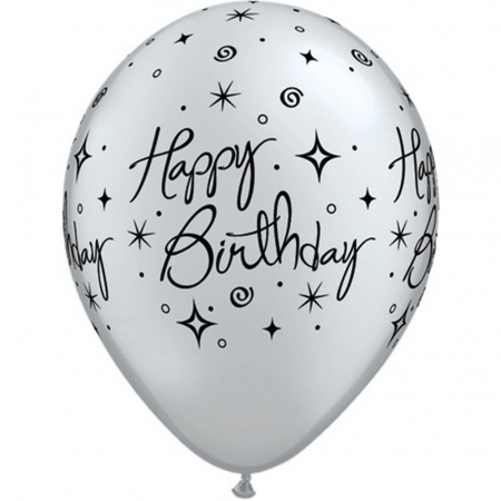 Baloane Aniversari - Baloane latex 11" inscriptionate Birthday Elegant Sparkles & Swirls Asortate,  DB25235