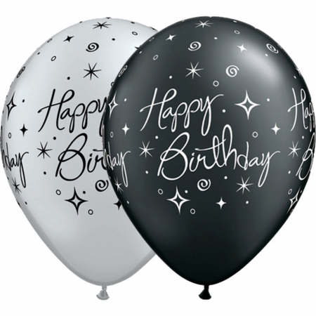 Baloane latex 11" inscriptionate Birthday Elegant Sparkles & Swirls Asortate,  DB25235 [1]