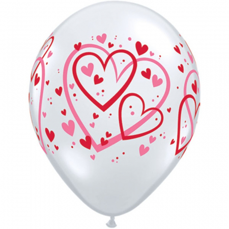 I love you - Baloane latex  inscriptionate Red & Pink Pattern Hearts 28 cm DB40295