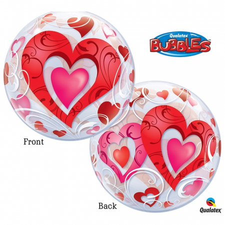 I love you - Balon Bubble 56cm cu Inimioare Rosii DB33909