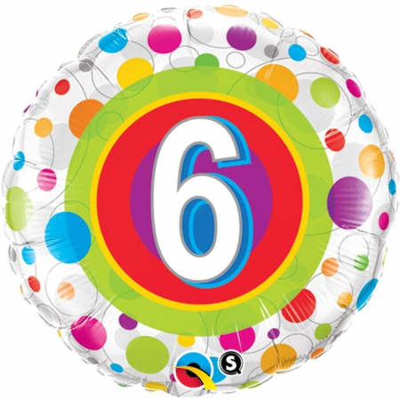 Baloane Cifre & Litere - Balon Folie Cifra 6 Buline 45 cm 1 buc DB41104