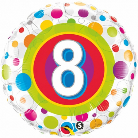 Baloane Cifre & Litere - Balon Folie Cifra 8 Buline 45 cm 1 buc DB41112