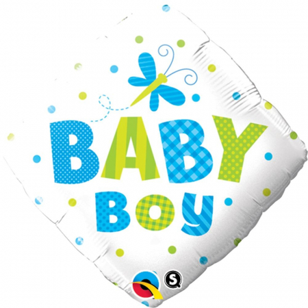 Botez Baietel - Balon Folie Diamond Baby Boy Dots Dragonfly 45 cm 1 buc DB14666