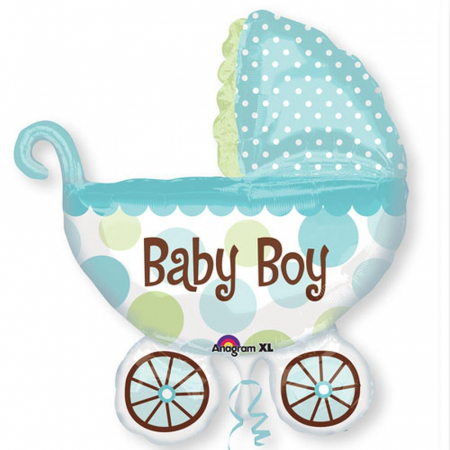 Botez Baietel - Balon Folie Figurina Carucior Baietel 71x79 cm 1 buc DB17952