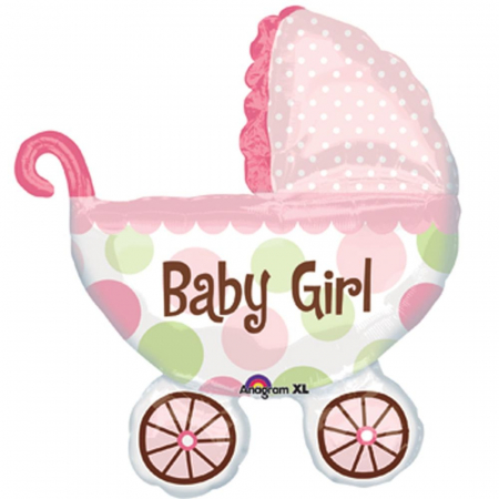 Botez Fetita - Balon Folie Figurina Carucior Fetita 71x79 cm 1 buc DB17896