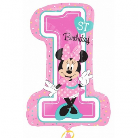Baloane Personaje - Balon folie figurina minnie mouse 1st birthday 71x48 cm DB34352