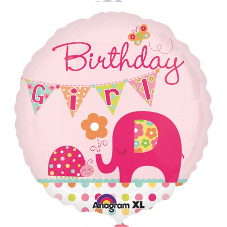 Baloane Aniversari - Balon Folie Happy Birthday Baby Girl 45 cm 1 buc DB24491