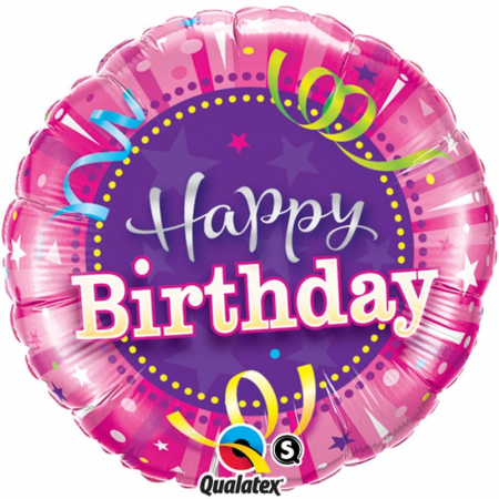 Baloane Aniversari - Balon Folie Happy Birthday Roz 45 cm 1 buc DB25435