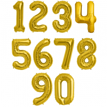 Cifre Baloane Folie - Cifra Gold Foil Balloons 1 buc 41 cm DBNB00442
