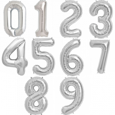 Cifre Baloane Folie - Cifra Silver Foil Balloons 1 buc 86 cm DBNB00094