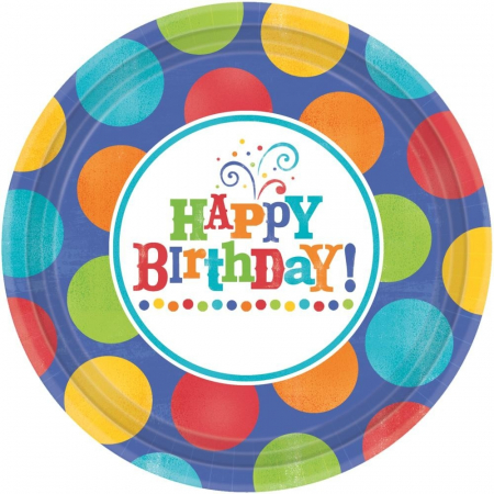 Farfurii,pahare & servetele - Farfurii Petrecere Copii Happy Birthday 26 cm Set 8 buc DB593680