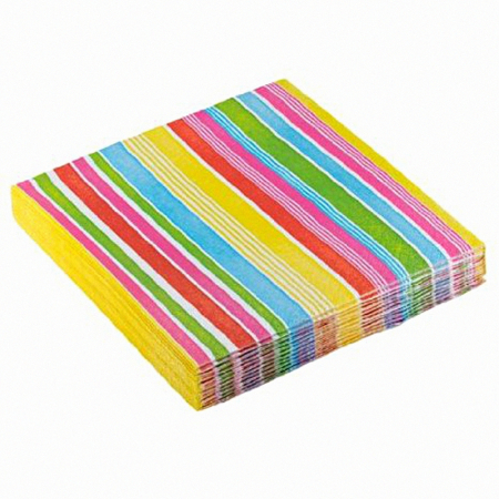 Farfurii,pahare & servetele - Servetele De Masa Cu Dungi Multicolore 33 cm set 20 buc DBrm551880