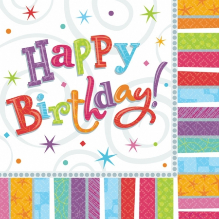 Farfurii,pahare & servetele - Servetele Pentru Petrecere Happy Birthday 33x33 cm set 16 buc DB509980