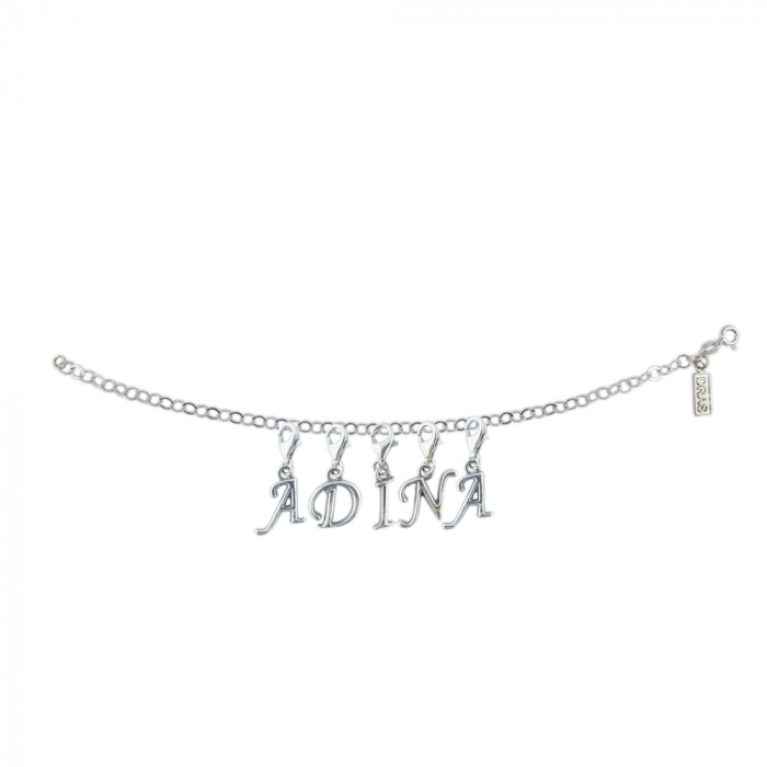 Bratara argint personalizata nume Adina pandantive litere argint carabina reglabila GIOTTO875 Dras [1]
