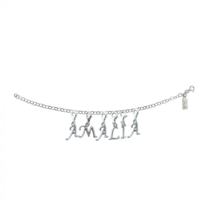 Bratara argint personalizata nume Amalia pandantive litere argint carabina reglabila GIOTTO975 Dras [1]