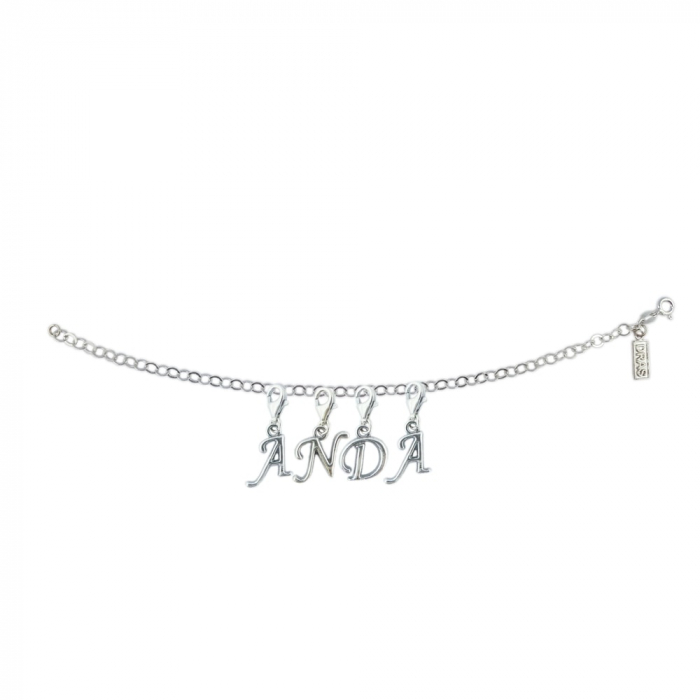 Bratara argint personalizata nume Anda pandantive litere argint carabina reglabila GIOTTO775 Dras [1]