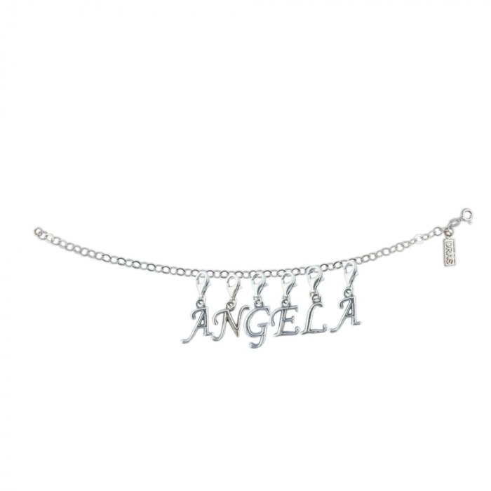 Bratara argint personalizata nume Angela pandantive litere argint carabina reglabila GIOTTO980 Dras [1]