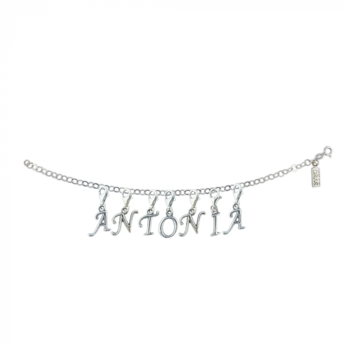 Bratara argint personalizata nume Antonia pandantive litere argint carabina reglabila GIOTTO1080 Dras [1]