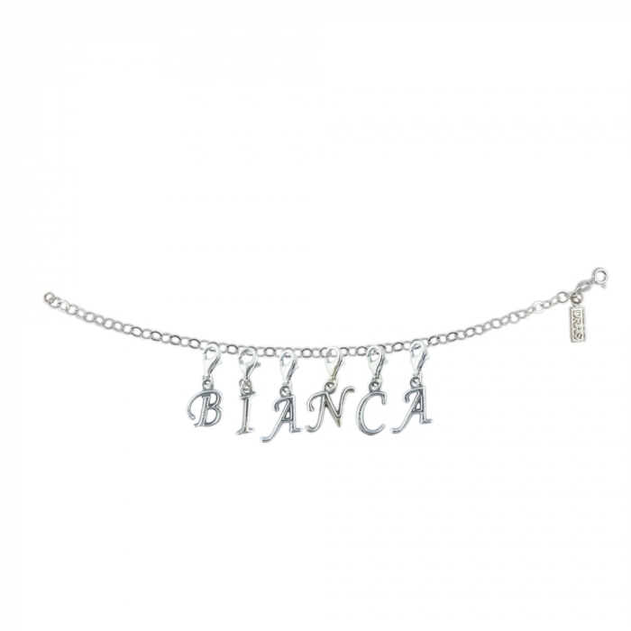 Bratara argint personalizata nume Bianca pandantive litere argint carabina reglabila GIOTTO965 Dras [1]