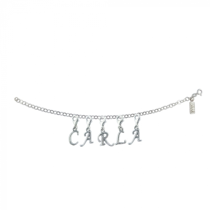 Bratara argint personalizata nume Carla pandantive litere argint carabina reglabila GIOTTO840 Dras [1]