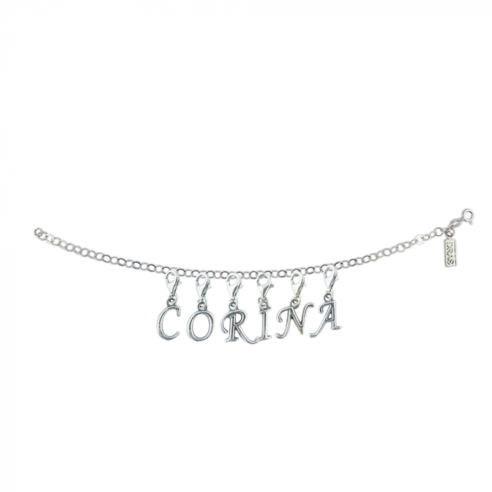 Bratara argint personalizata nume Corina pandantive litere argint carabina reglabila GIOTTO850 Dras [1]