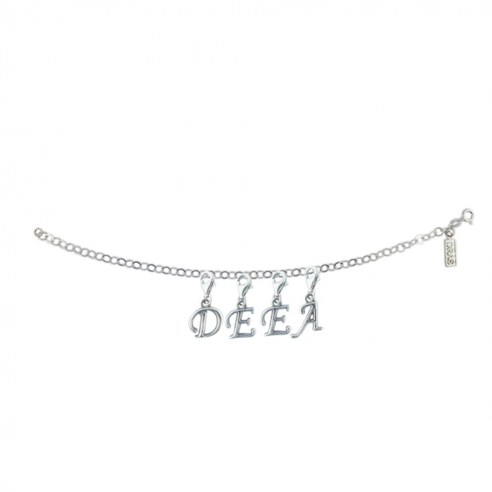 Bratara argint personalizata nume Deea pandantive litere argint carabina reglabila GIOTTO770 Dras [1]