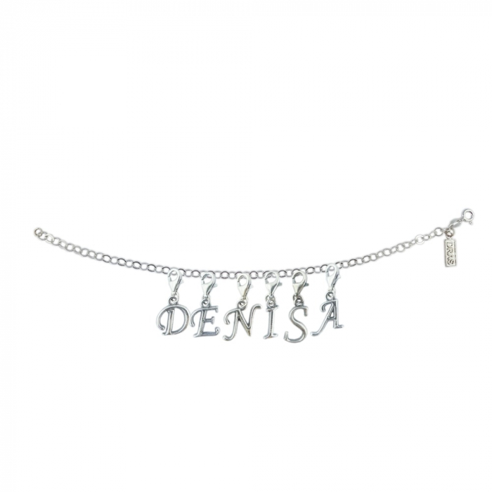 Bratara argint personalizata nume Denisa pandantive litere argint carabina reglabila GIOTTO995 Dras [1]