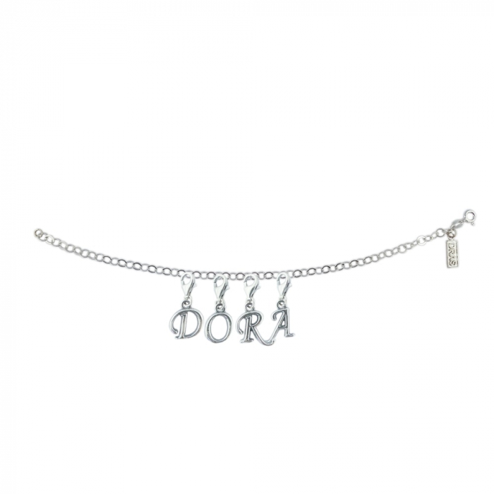 Bratara argint personalizata nume Dora pandantive litere argint carabina reglabila GIOTTO770 Dras [1]