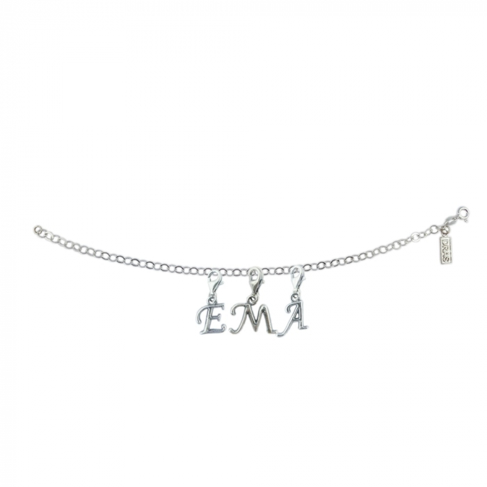 Bratara argint personalizata nume Ema pandantive litere argint carabina reglabila GIOTTO665 Dras [1]