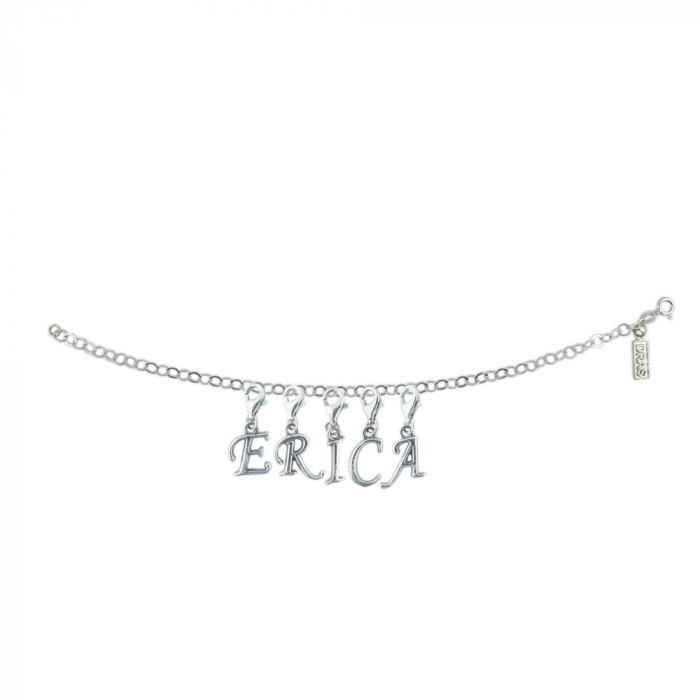 Bratara argint personalizata nume Erica pandantive litere argint carabina reglabila GIOTTO845 Dras [1]