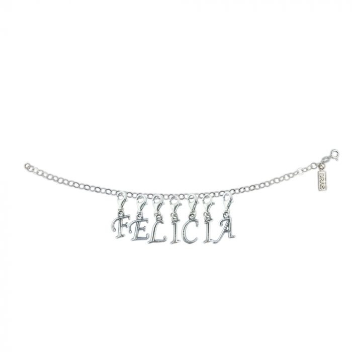 Bratara argint personalizata nume Felicia pandantive litere argint carabina reglabila GIOTTO1025 Dras [1]