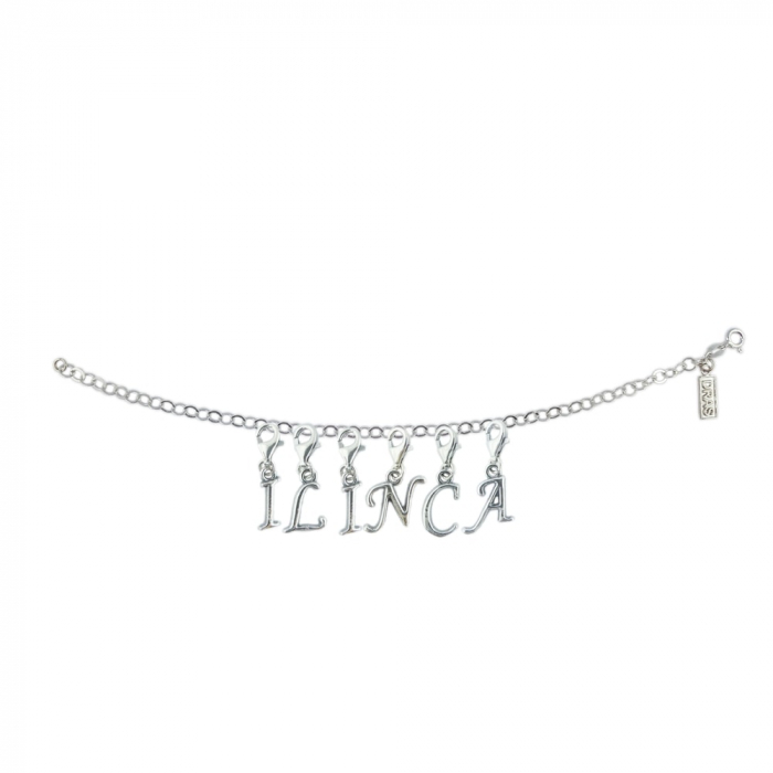 Bratara argint personalizata nume Ilinca pandantive litere argint carabina reglabila GIOTTO925 Dras [1]