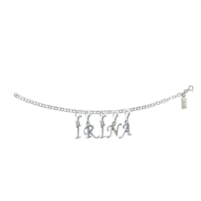 Bratara argint personalizata nume Irina pandantive litere argint carabina reglabila GIOTTO855 Dras [1]