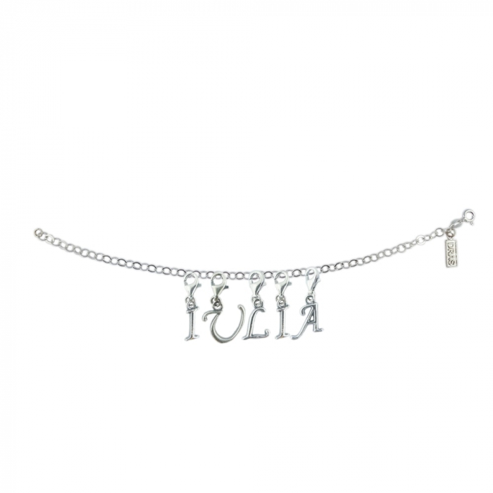 Bratara argint personalizata nume IULIA pandantive litere din argint carabina reglabila GIOTTO815 Dras [1]
