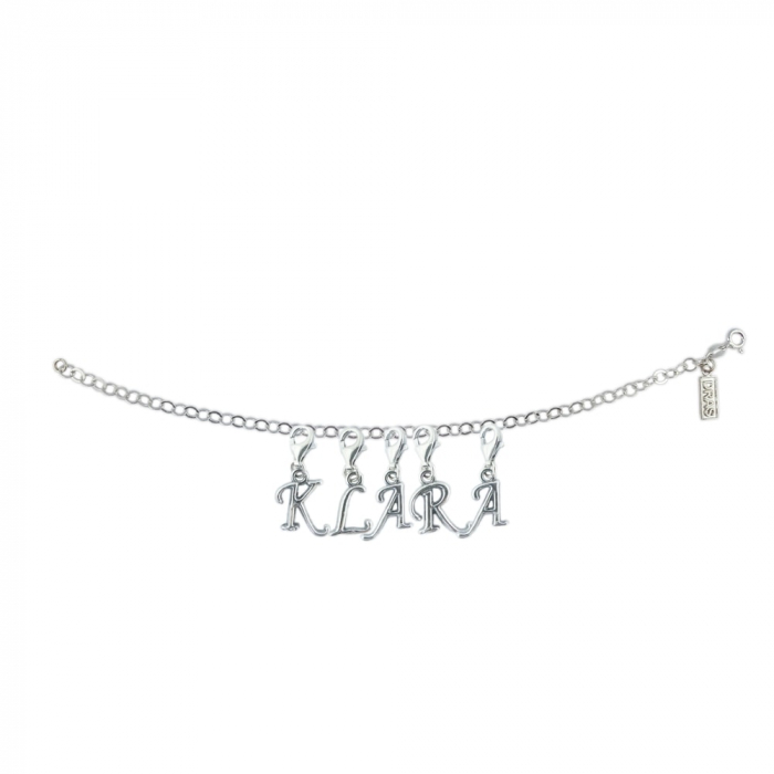 Bratara argint personalizata nume Klara pandantive litere argint carabina reglabila GIOTTO855 Dras [1]