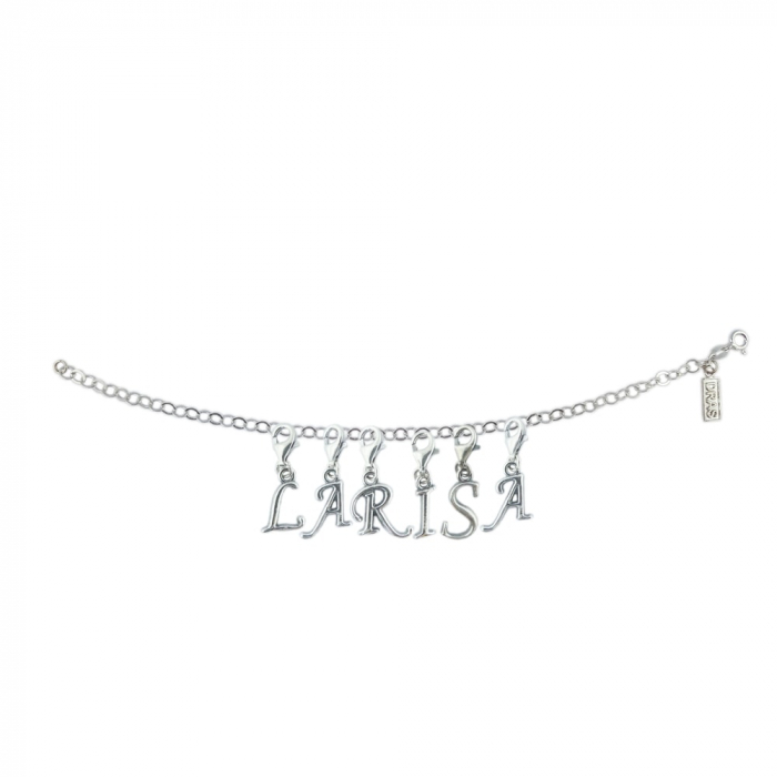 Bratara argint personalizata nume Larisa pandantive litere argint carabina reglabila GIOTTO990 Dras [1]