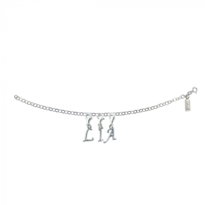 Bratara argint personalizata nume Lia pandantive litere argint carabina reglabila GIOTTO595 Dras [1]