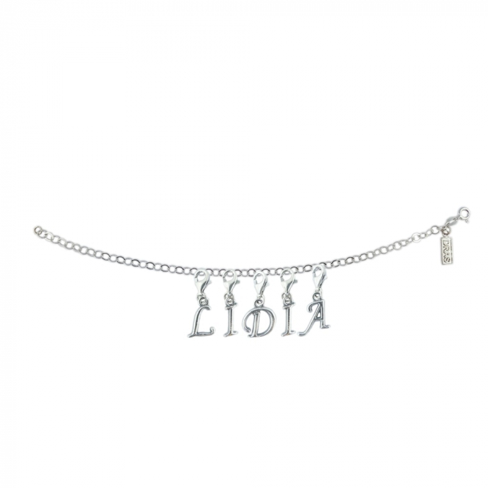 Bratara argint personalizata nume Lidia pandantive litere argint carabina reglabila GIOTTO830 Dras [1]