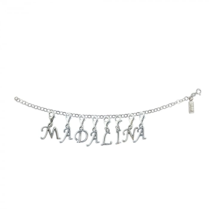 Bratara argint personalizata nume Madalinapandantive litere argint carabina reglabila GIOTTO1240 Dras [1]