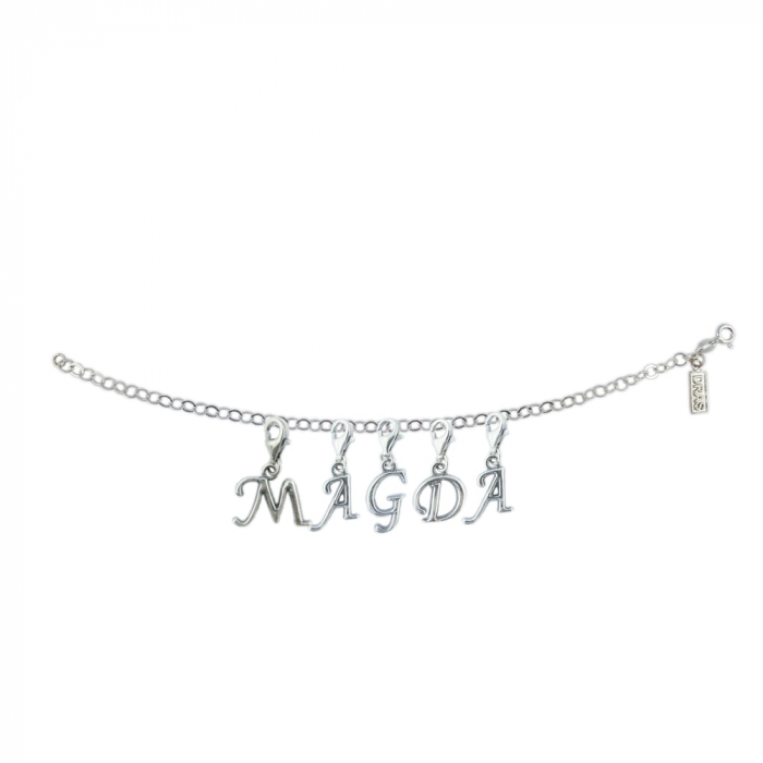 Bratara argint personalizata nume Magda pandantive litere argint carabina reglabila GIOTTO915 Dras [1]