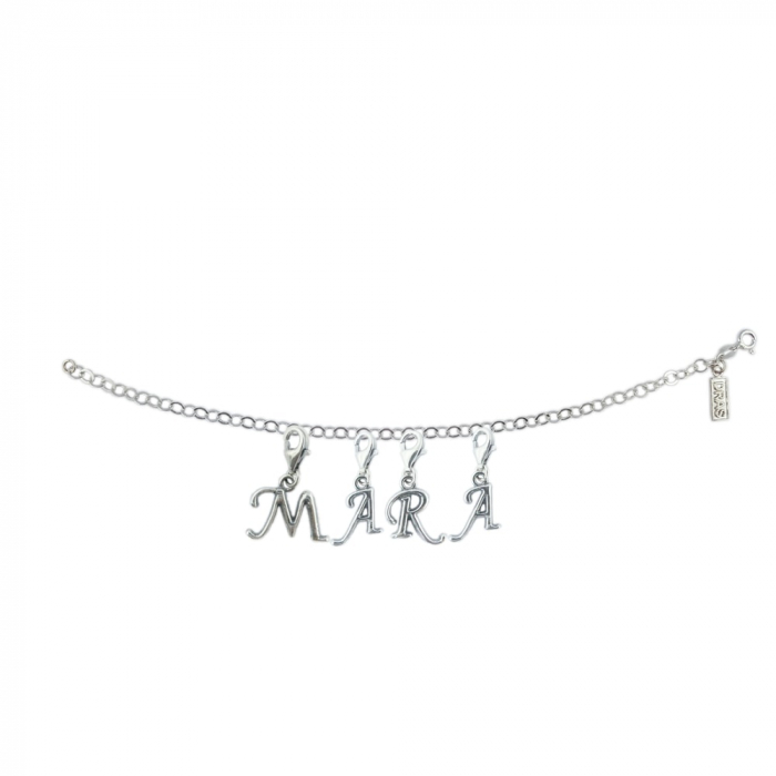 Bratara argint personalizata nume Mara pandantive litere argint carabina reglabila GIOTTO790 Dras [1]