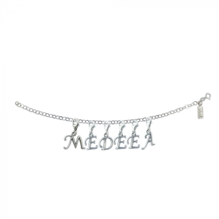 Bratara argint personalizata nume Medeea pandantive litere argint carabina reglabila GIOTTO1040 Dras [1]