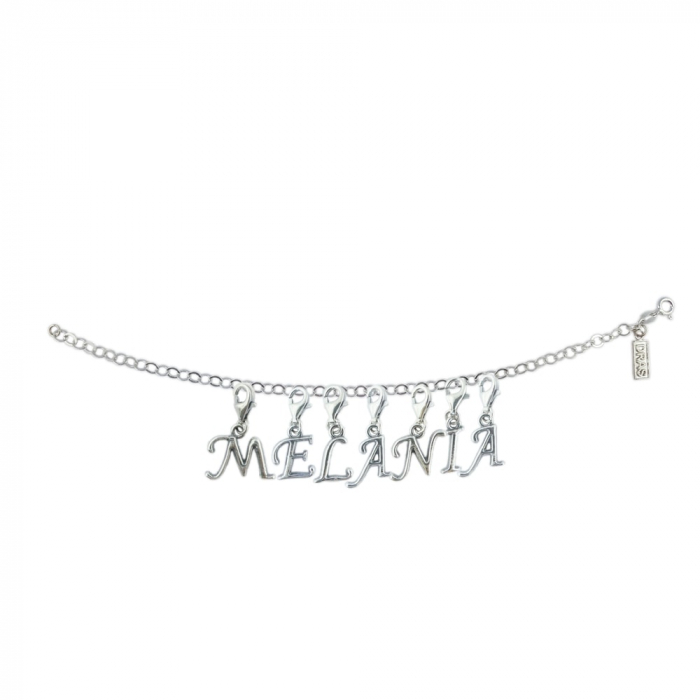 Bratara argint personalizata nume Melania pandantive litere argint carabina reglabila GIOTTO1110 Dras [1]